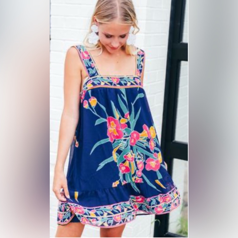 Show Me Your MuMu Navy Floral Dress